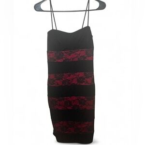 Sweet Storm Bodycon Y2K Black and Red Lace Dress size M